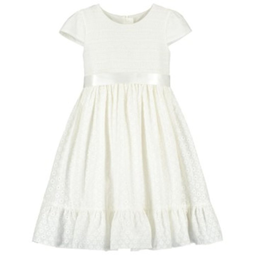 NWT Holly Hastie London Clara White Smocked Eyelet Cotton Dress